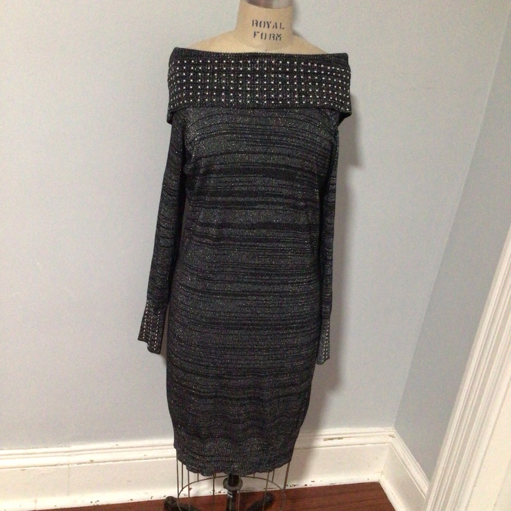Gray Off-Shoulder Long Sleeve Cocktail Dress by Emma & Posh. New without tag.